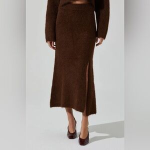 NWT Astr The Label Sinisa Brushed Wool Alpaca Blend Modi Skirt Brown Size Small